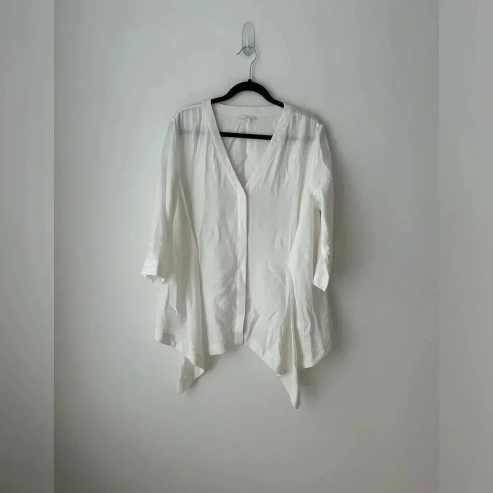 COS white modal asymmetric white blouse